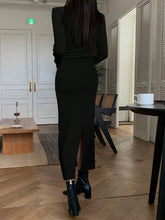 DAZY Women's Draped Collar Long Sleeve Dress Work Business Dress shein